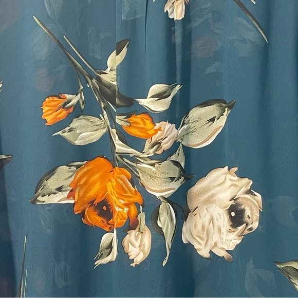 Fun2Fun Dark Green Floral Split Neck Blouse XXL NWT - Picture 11 of 12